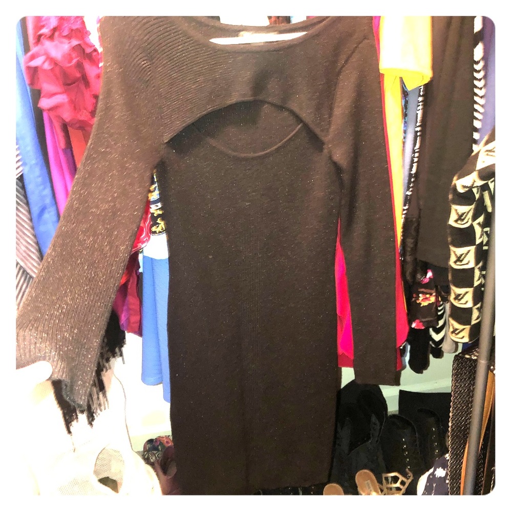 Black fitted midi dress